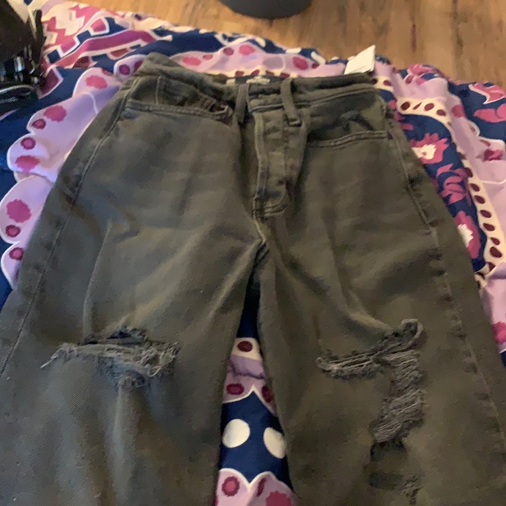 Black vintage straight ultra high rise jeans